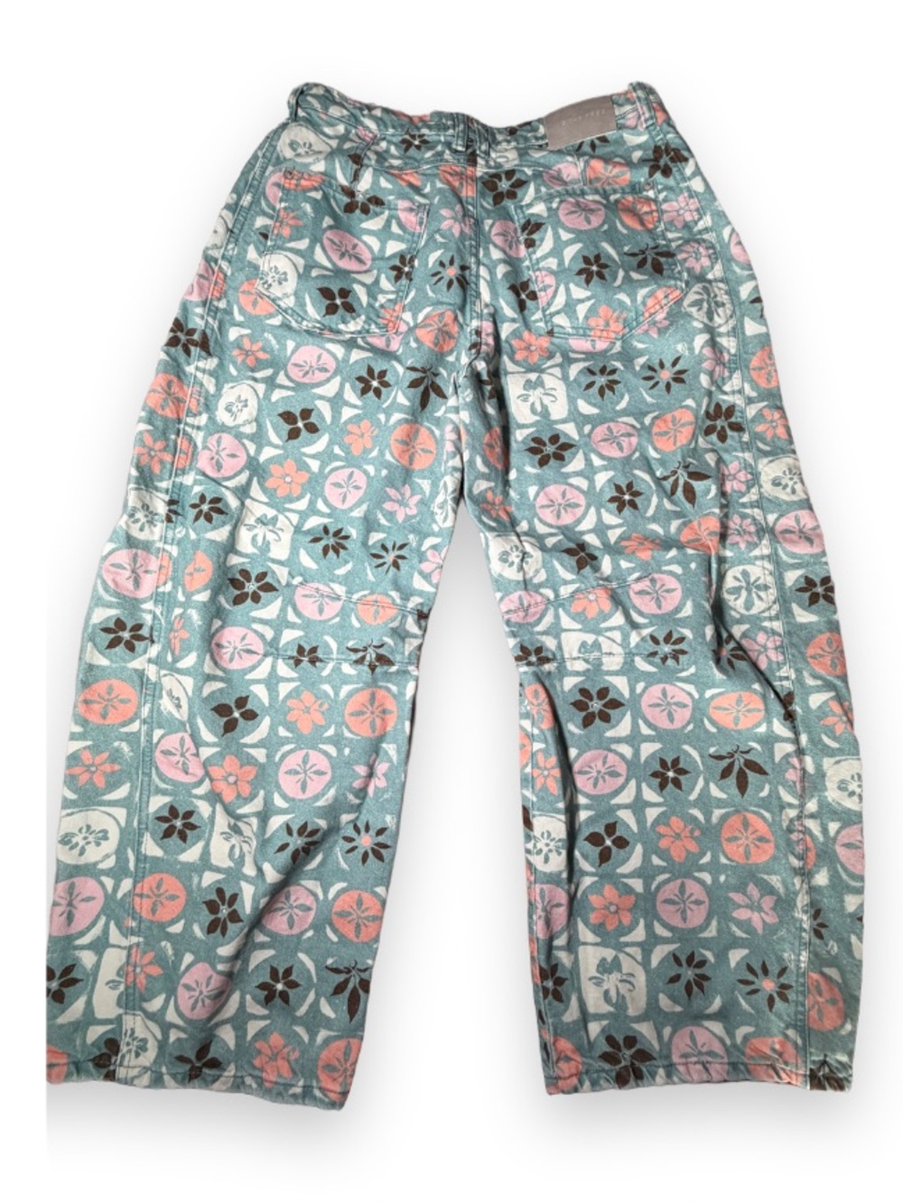 Free People We The Free Good Luck Printed Barrel Jeans Jade Combo 29 NWOT - Picture 6 of 9